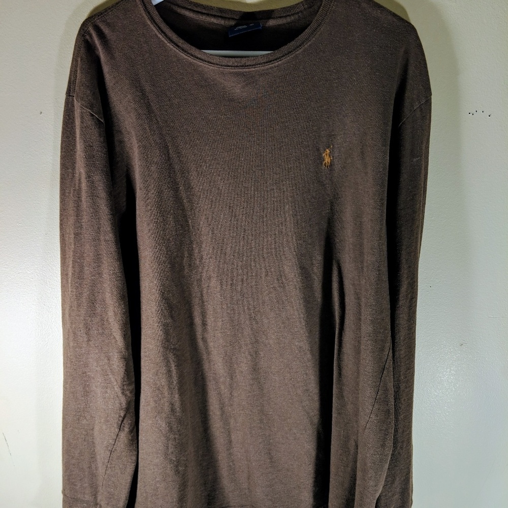 Polo Mens Large Long Sleeve Tee Brwn/Brwn colorway